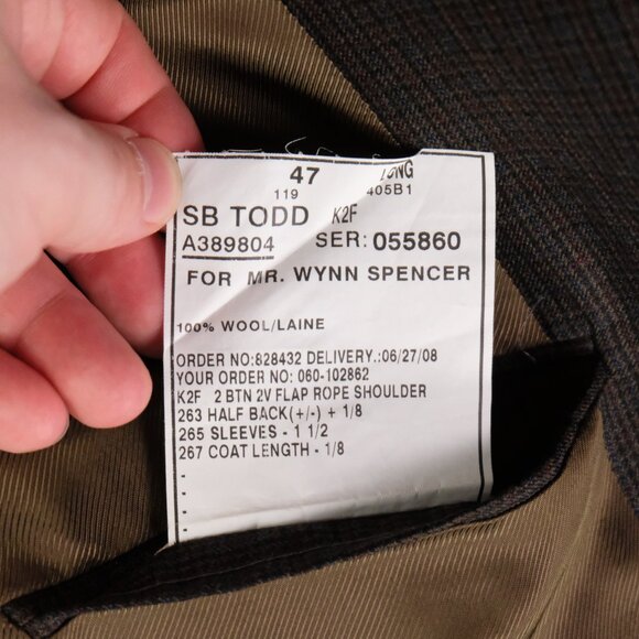 Jp Tilford Samuelsohn Blazer Mens 46L Brown Check Two Button Double Vented Wool - Picture 13 of 14